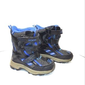 Kid winter boots insulated black & blue Size: 2
